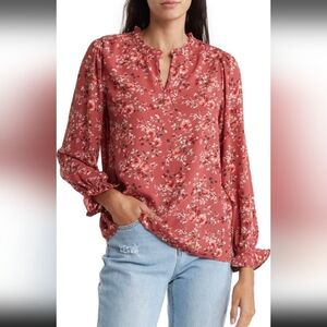 Chenault Rose Pink Floral Long Sleeve Blouse